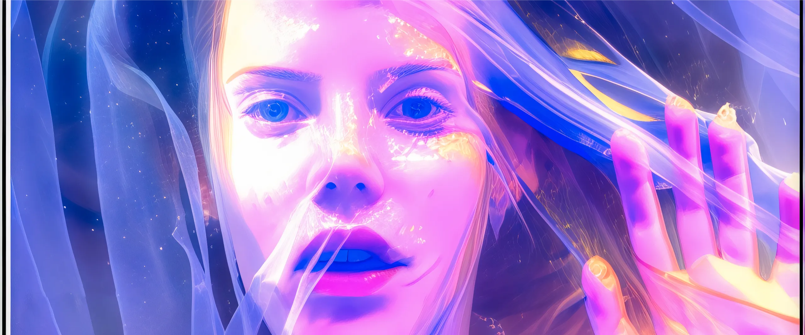 Inner Alignment Translucent Veils Unveiling True Self Woman behind translucent veils — unveiling subconscious layers and aligning with the true self through inner alignment and quantum neurofeedback